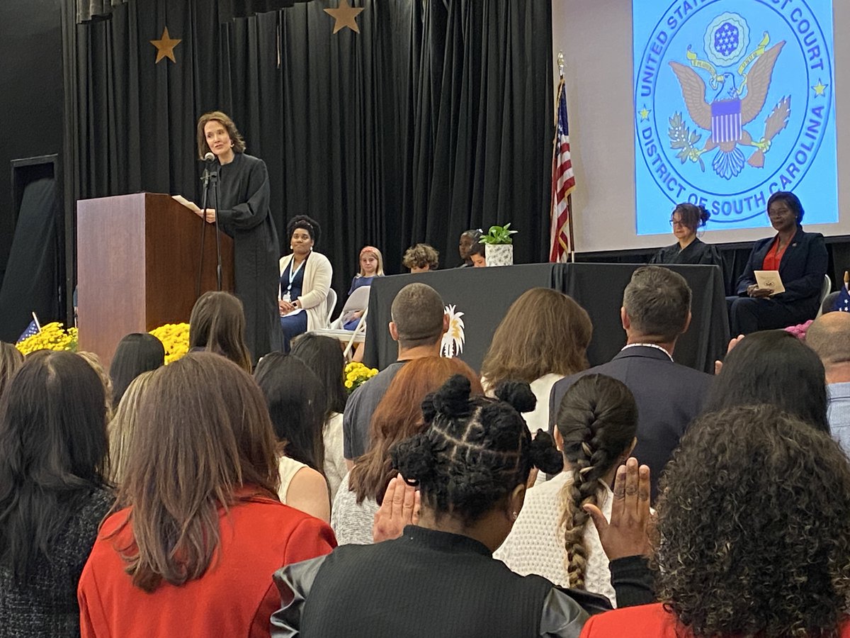 USMS_Columbia's tweet image. United States Marshal Chrissie Latimore recently joined United States District Judge Sherri Lydon & United States Magistrate Judge Shiva Hodges for a Naturalization Ceremony at Irmo Elementary, welcoming 29 new United States citizens.
