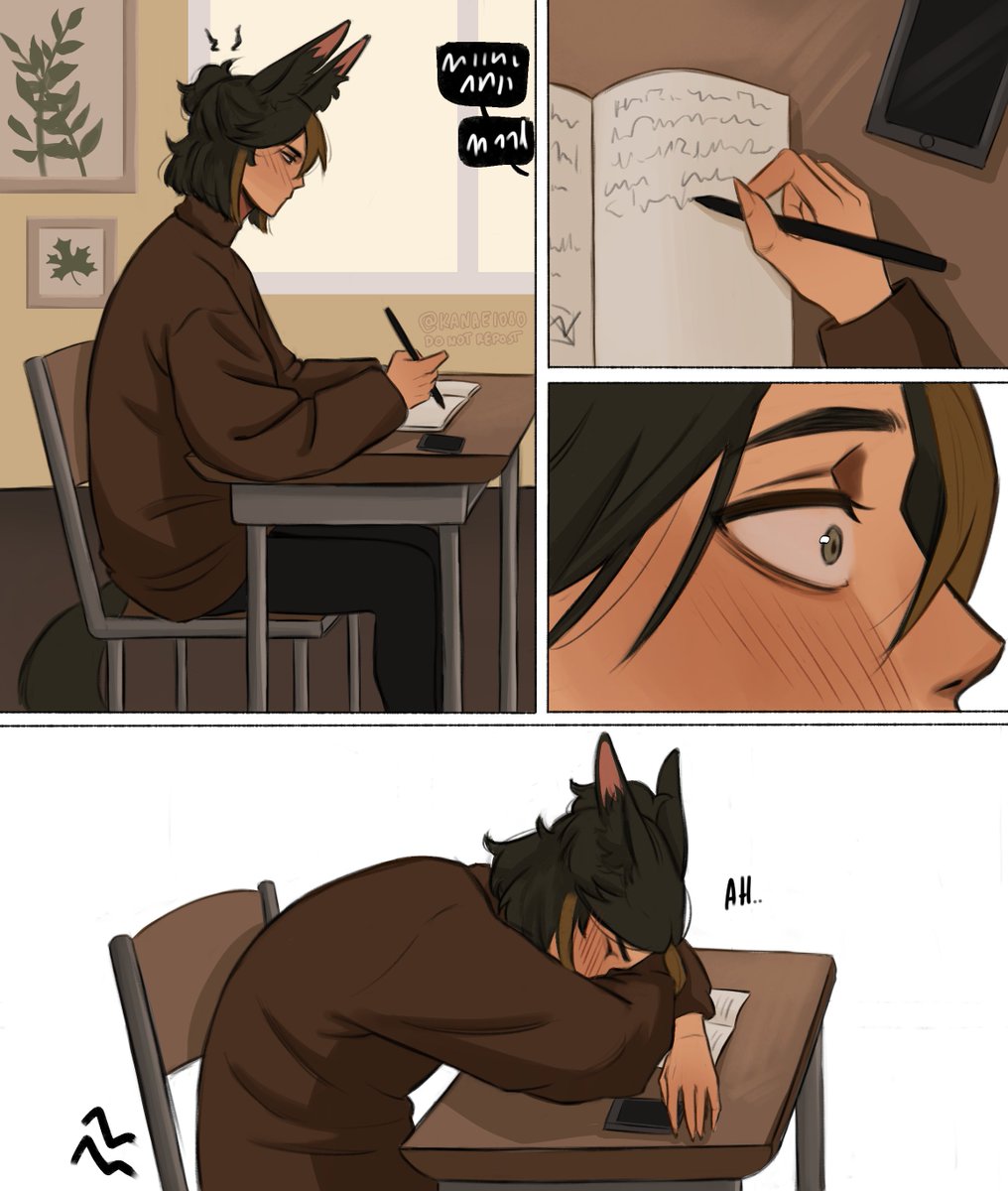 Kanae1080's tweet photo. [Roommates Cynari AU] 
During the classes pt 1
#cynonari #Cyno #Tighnari https://t.co/OyKd7r1eAJ
