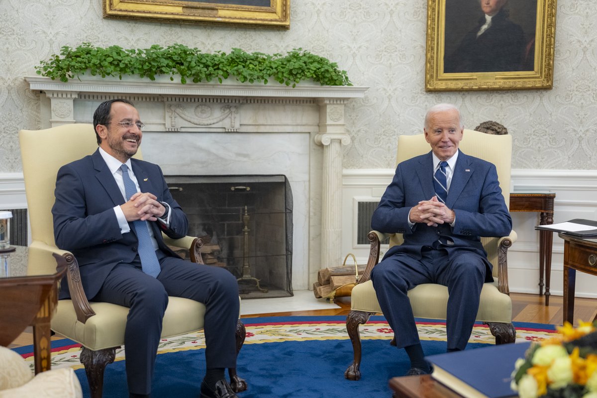 President Christodoulides, it was a pleasure welcoming you to the White House following the launch of the U.S.-Republic of Cyprus Strategic Dialogue.

May we continue to strengthen our collaboration on energy diversification, regional security, and support to Ukraine.