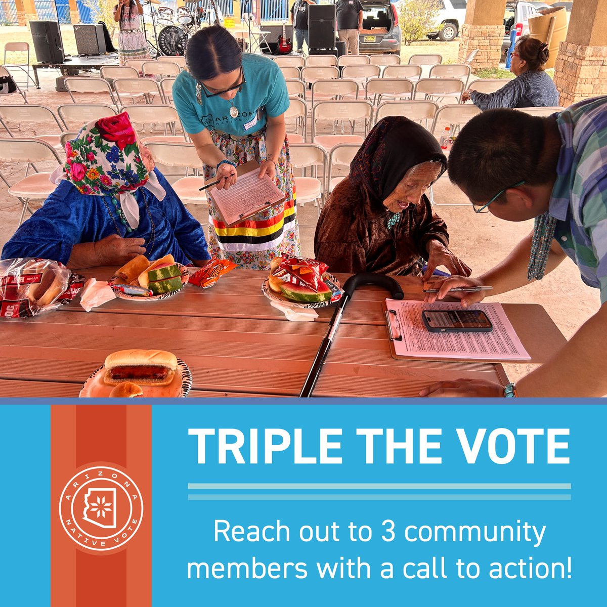 It's time to triple the vote! 🌵❤️ Reach out to 3 people to ensure they're ready to vote. Call your cousin, text that busy uncle, remind your friend! Let's turn our connections into a wave of Native voices!
👉 ArizonaNativeVote.org
#TripleTheVote #AZNativeVote