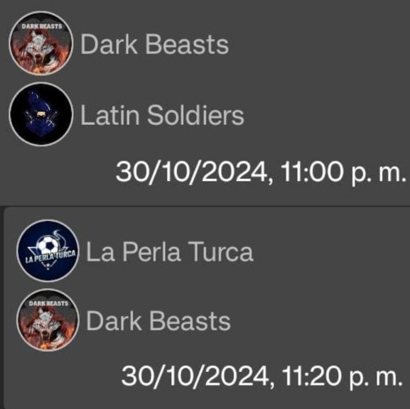 Estos son los rivales de hoy J3 de las ligas @Official_EVF y <a href="/CPG__eSports/">Competitive Pro Gaming</a>  3°Div

23:00  Contra Latin Soldiers
23:20   Contra <a href="/laperlaturca77/">LA PERLA TURCA</a> 

Desearles buena suerte a nuestros rivales ynos vemos en el campo💪