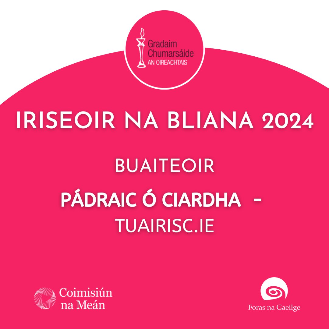 OirnaGaeilge's tweet photo. Iriseoir na Bliana - Pádraic Ó Ciardha le https://t.co/ak3jOP7UC3 #OnaS24 #Gradaim24 https://t.co/PRGTZgZdCi
