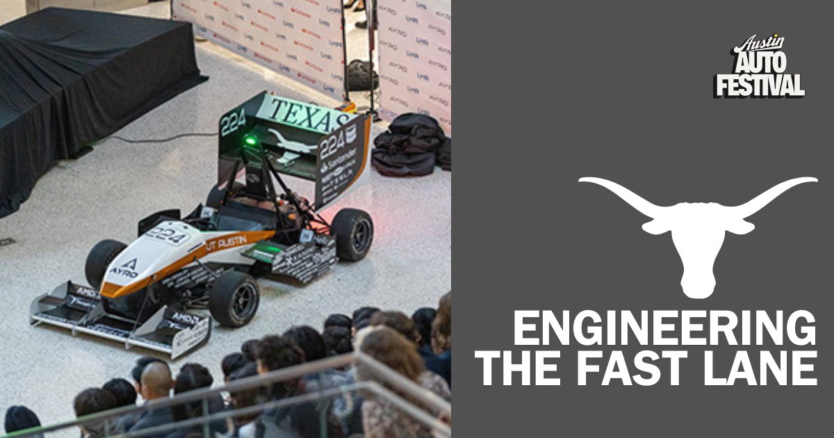 AustinAutoFest's tweet image. 🤘 See @UTLonghorns engineering in action!
Custom race car + student builders
Nov 16-17 at Q2 Stadium
Tickets: austinautofest.com/tickets #WhatStartsHere #AustinAutoFest #Racing #ATX #CarShow