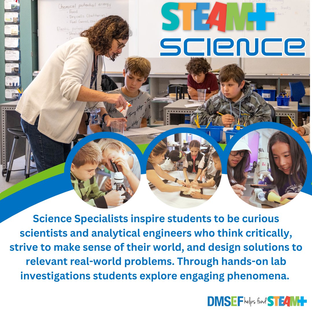 Celebrate and support STEAM+ this National STEM Day, Nov. 8th, through a contribution to DMSEF. Our STEAM+ teachers are inspiring future scientists, engineers, musicians, athletes, &amp; artists every day. If you haven’t yet donated, now’s the perfect time at GIVE.DMSEF.ORG.