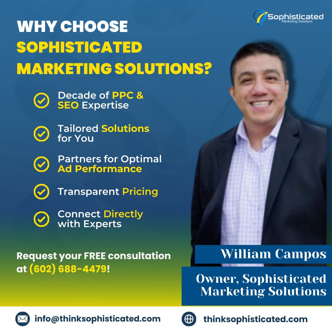 ThinkMktg's tweet photo. Why Choose Sophisticated Marketing Solutions?

Because your business deserves the best. Here’s what sets us apart:
🔍 Transparent Pricing
👥 Direct Expert Access
🏆 10+ Years of PPC &amp; SEO –
🎯 Custom Strategies 
🤝 Certified Partners 

#SearchEngineMarketing #PpcCurve https://t.co/1rWQCD1zGI