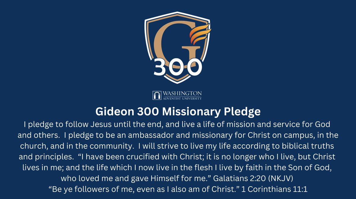 Today was a historic day for Washington Adventist University as the first cohort of Gideon 300—campus ministries student leaders and aspiring future missionaries—were consecrated and dedicated. The Gideon 300 have committed their lives to Christ's mission and service. #Gideon300