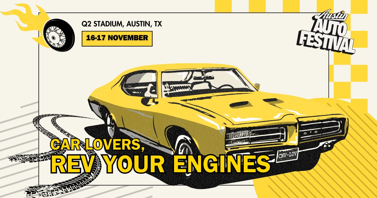 AustinAutoFest's tweet image. The ultimate family day out hits Austin! 🚗✨
Cars, games, food &amp;amp; fun at the Austin Auto Festival.
Bring the whole crew to Q2 Stadium, Nov 16-17!
🎟️ austinautofest.com/tickets/ #ATX