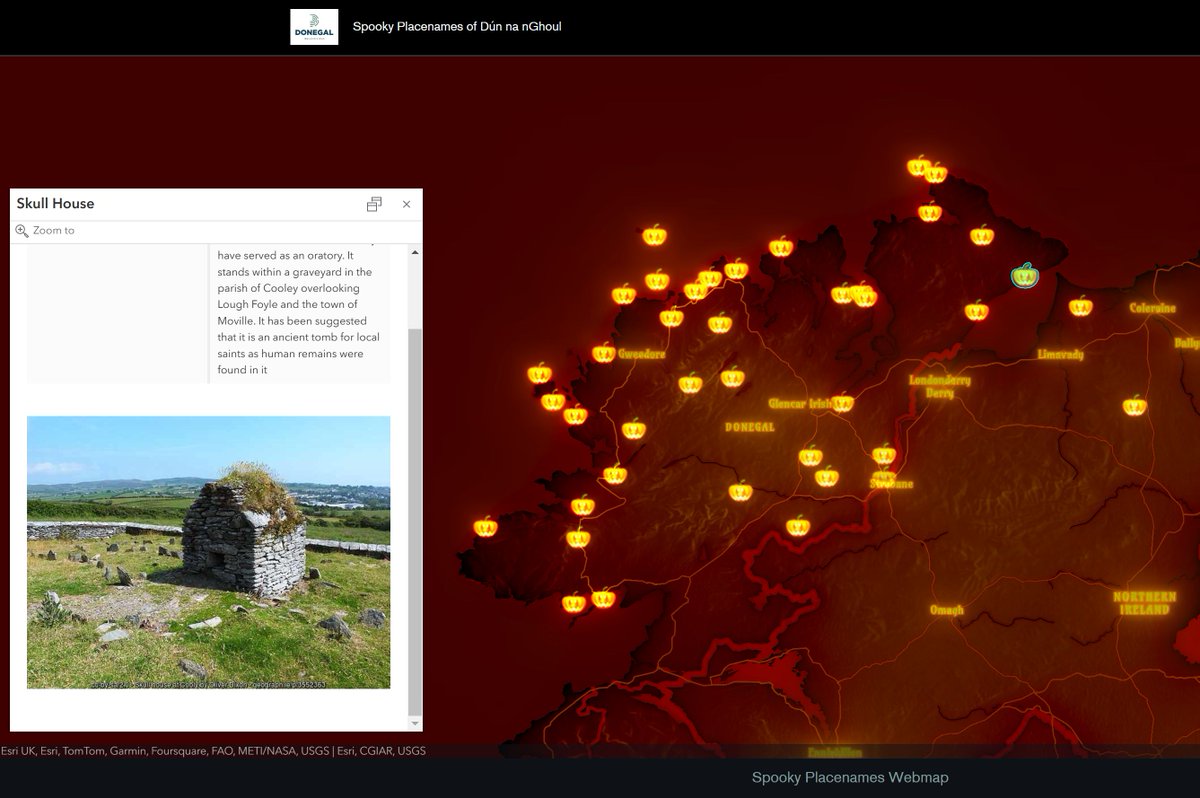 Explore the spooky placenames of #Donegal ➡️storymaps.arcgis.com/stories/2433b3… A bit of #Halloween mapping fun