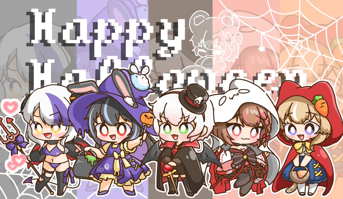 pigfish20221110's tweet photo. 🎃大家萬聖節快樂\(≧▽≦)/
畫了Silvalive全員👻萬聖變裝!🍫
#rabiarttt #drawtoO #畫一個零
#RimamaArt #hanamart #Devilillust https://t.co/As3Z8L1gRC