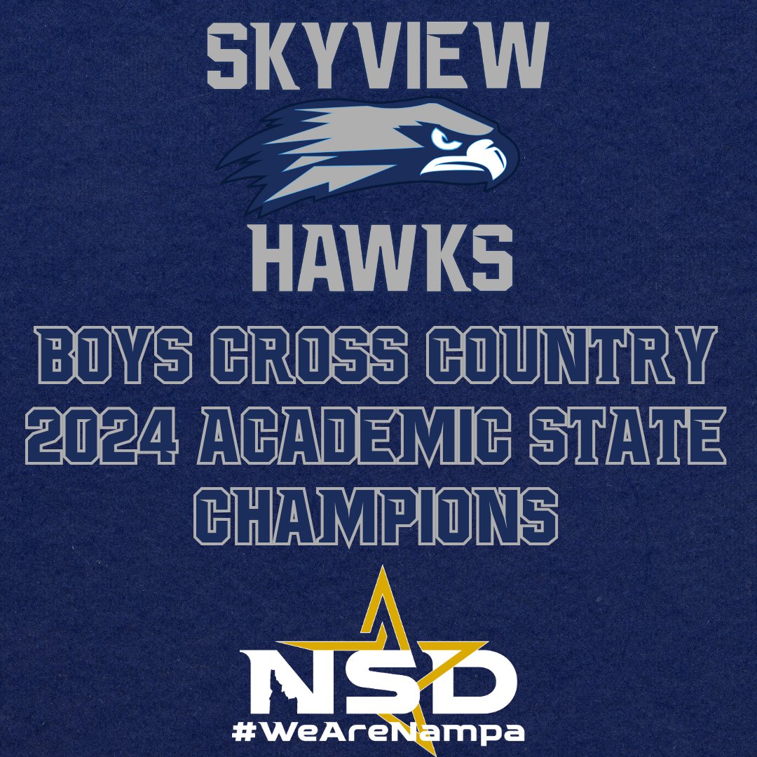 🏆 Huge congratulations to the Skyview High School Hawks Boys Cross Country team for earning the title of 2024 Academic State Champions! 🏅

Their dedication to excellence shines both on the course and in the classroom.

Way to make us proud, Hawks! 💙💛

#WeAreNampa #NSD131