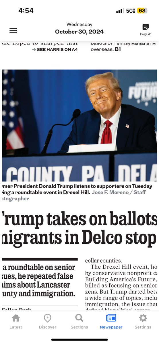This is Trump in PA today. 
He looks terrible. 
More orange than usual. 
Presenting President Marmalade.