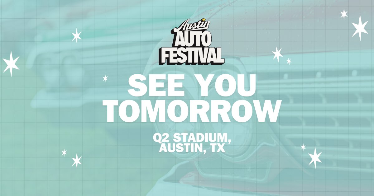 AustinAutoFest's tweet image. TOMORROW'S THE DAY! 🎉 The Austin Auto Festival kicks off at Q2 Stadium! Ready for an unforgettable weekend? Let's ride! 🎟️ austinautofest.com/tickets/