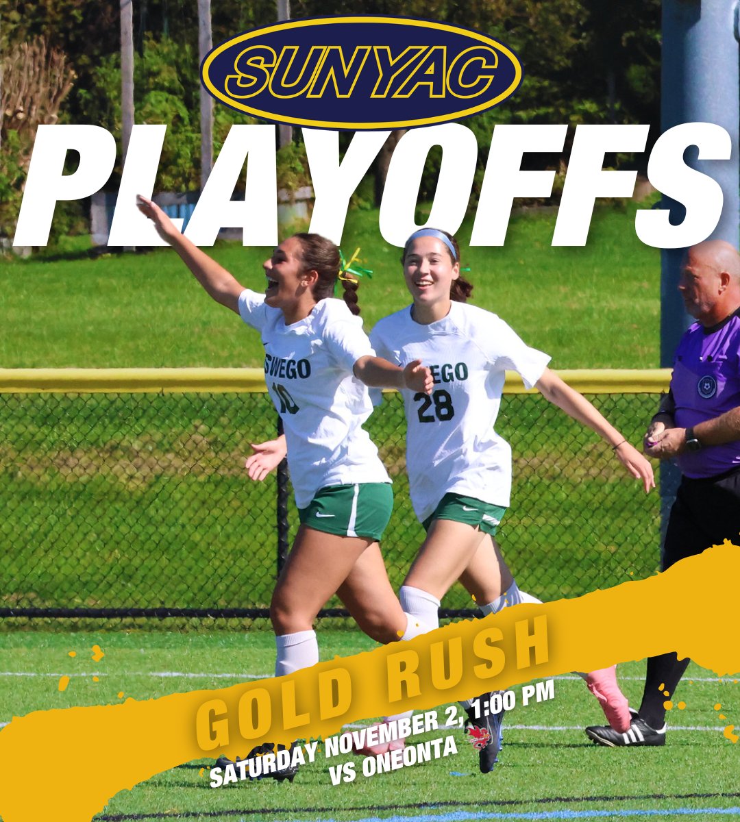 THIS SATURDAY! Women's Soccer will host their first ever SUNAYC Championship playoff game! First 200 fans to the game will receive a GOLD RUSH T-shirt!

Get your tickets now at the Link in our bio! Students get in free with SUNY ID!

#GoLakers