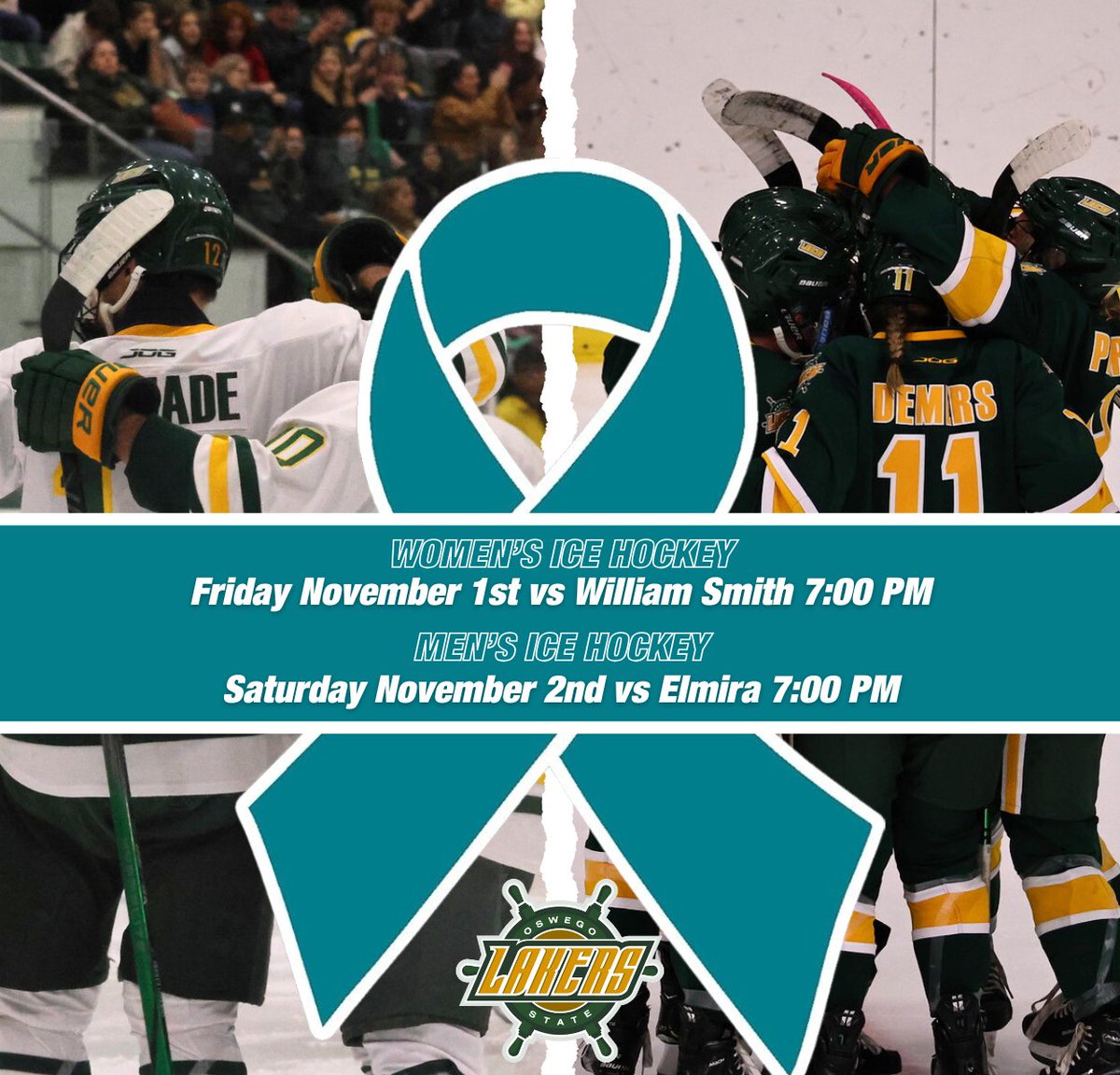 This FRIDAY &amp; SATURDAY the Lakers are hosting their annual Teal games at the Deborah F Stanley Arena!

Come cheer on the women on Friday at 7:00 PM and the men on Saturday at 7:00 PM!

On Saturday, the first 1500 fans will receive a free t-shirt!

#GoLakers