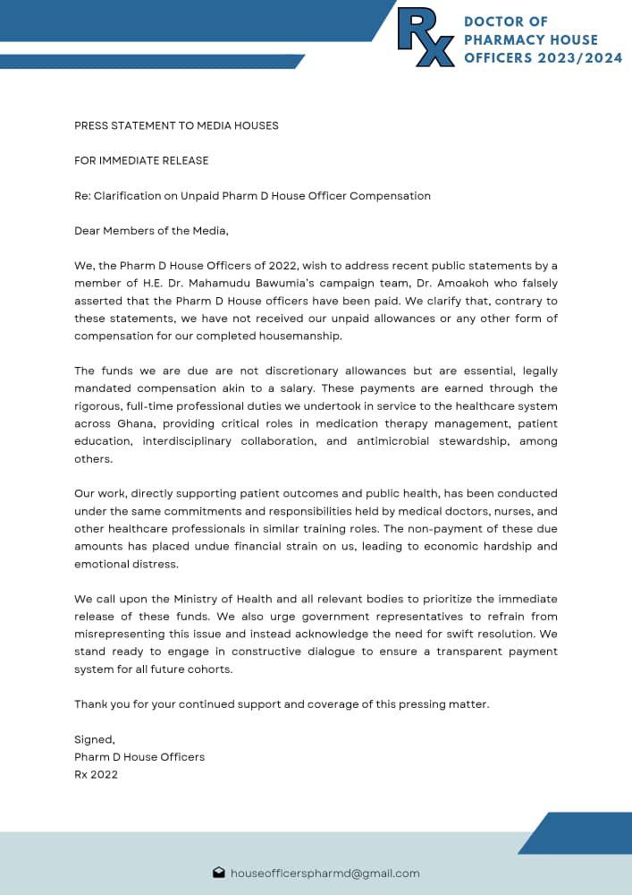YalleyC's tweet photo. How insensitive could we be? It’s unacceptable!

They’ve worked tirelessly, providing essential healthcare services for a full year without a single allowance paid.

Pay the Pharm D House Officers!!! https://t.co/UZSguHxTRW