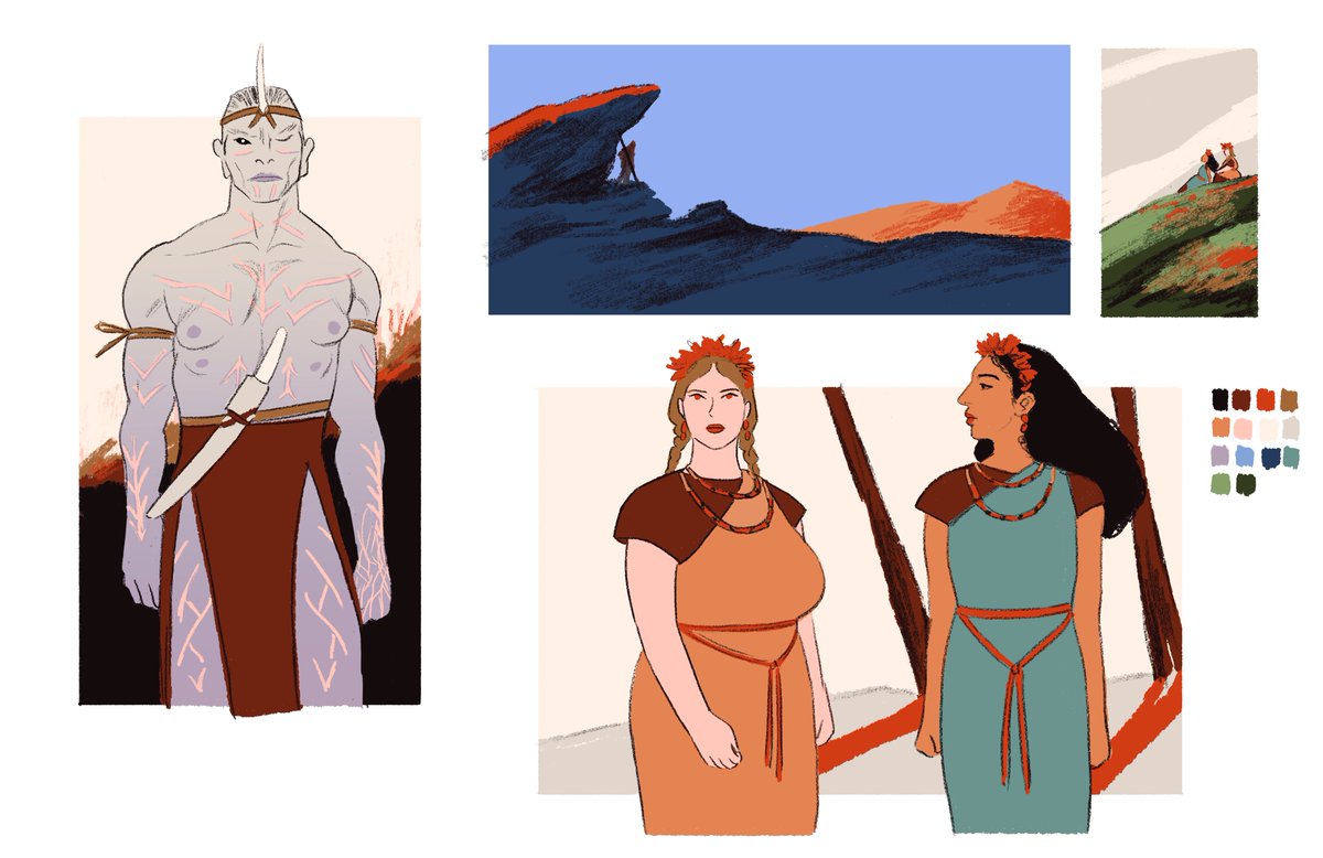 claystorks's tweet image. It&apos;s the final 24 hours to get comics from the Shortbox Comics Fair, including my comic, Home by the Rotting Sea: shortboxcomicsfair.com/shop-sq4wj/p/h…

For the last daily showcase, here&apos;s the final color palette test I made before starting the comic. :] It feels pretty nostalgic now!