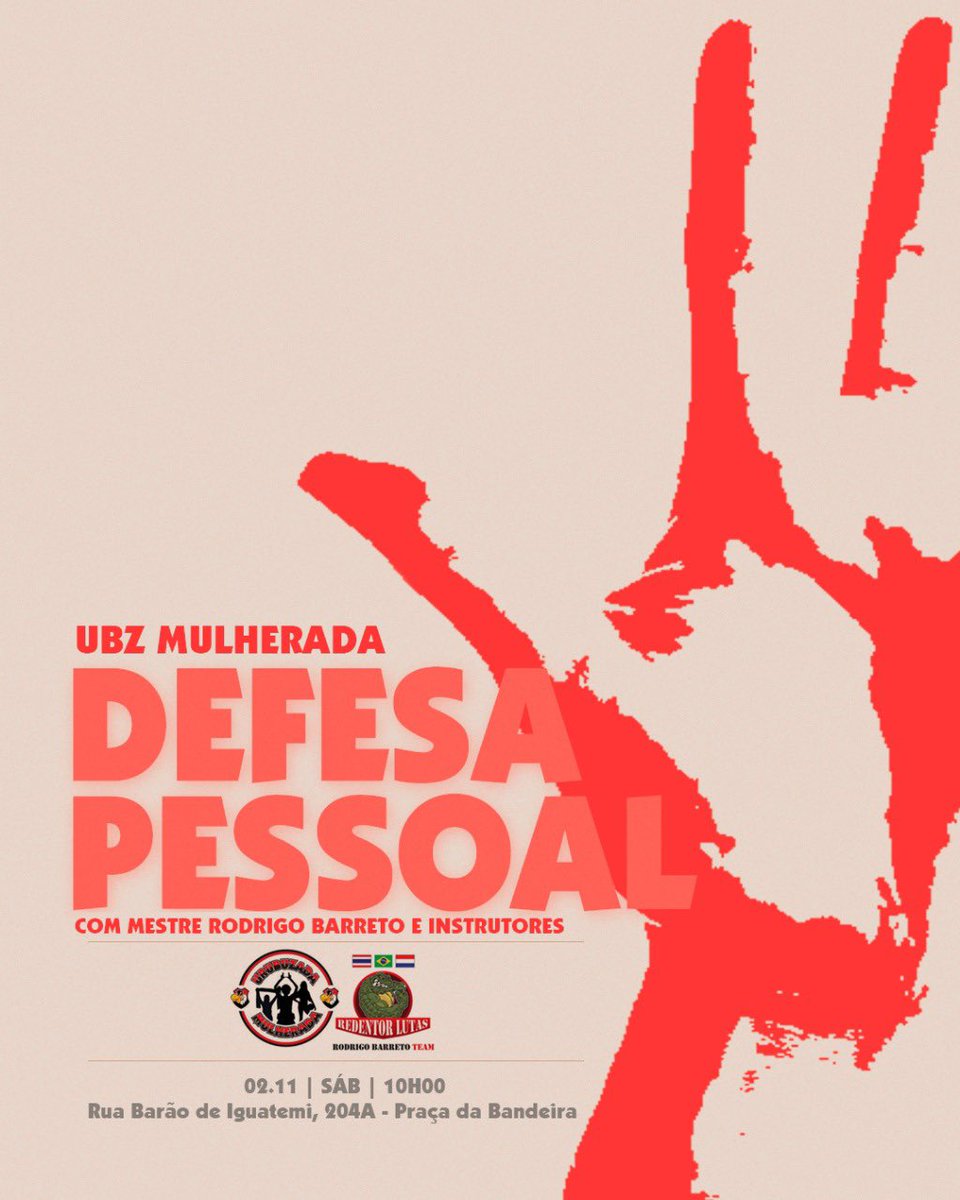 CONVOCAÇÃO UBZ MULHERADA 

Nós, da Mulherada da Torcida URUBUZADA, convidamos todas as meninas e mulheres para estarem junto conosco em um aulão de defesa pessoal com o Mestre Rodrigo Barreto, em nossa sede, às 10h00 do dia 02.11! 

Rua Barão de Iguatemi, 204A - Praça da Bandeira