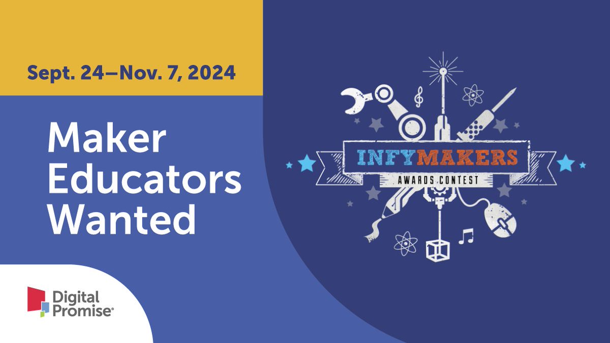 Digital Promise (@digitalpromise) on Twitter photo Are you a makerspace #educator passionate about creativity and real-world challenges? Apply by Nov. 7 to win a $10,000 grant & join the Making CS Inclusive Cohort w/ the Infy Makers Awards program! Learn more: infymakers.com
<a href="/InfyFoundation/">Infosys Foundation USA</a> #EdTech #WhyIMake Are you a makerspace #educator passionate about creativity and real-world challenges? Apply by Nov. 7 to win a $10,000 grant & join the Making CS Inclusive Cohort w/ the Infy Makers Awards program! Learn more: infymakers.com
<a href="/InfyFoundation/">Infosys Foundation USA</a> #EdTech #WhyIMake