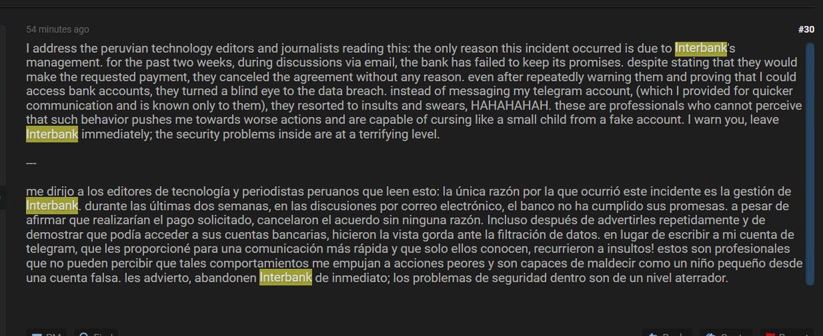 Aderly's tweet photo. #LOÚLTIMO Esto ha publicado el hacker que logró filtrar los datos de los clientes de Interbank. https://t.co/c9Wim9cD5S