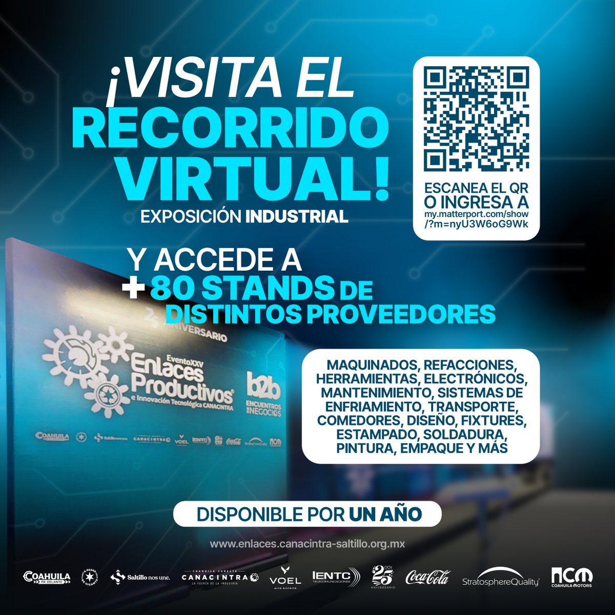 🌐¡Vive Enlaces 2024 nuevamente! Conecta con +80 proveedores de maquinados, herramientas, electrónicos y más 🤝✨ ¡Disponible por un año!

🔗my.matterport.com/show/?m=nyU3W6…

#CANACINTRA #ExpoVirtual #Networking🤝✨