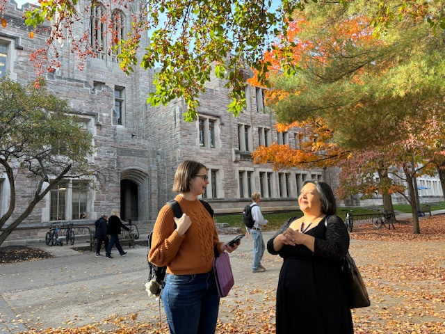 VWS_at_Butler's tweet photo. We had glorious fall weather while hosting our 3rd visiting writer of the season. Canadian Indigenous writer Eden Robinson infected us with her zest for life and joyous laughter during her two days on campus this week as part of our Visiting Writers Series. https://t.co/DGSfQfF73t