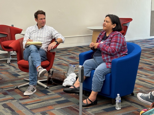 VWS_at_Butler's tweet photo. We had glorious fall weather while hosting our 3rd visiting writer of the season. Canadian Indigenous writer Eden Robinson infected us with her zest for life and joyous laughter during her two days on campus this week as part of our Visiting Writers Series. https://t.co/DGSfQfF73t
