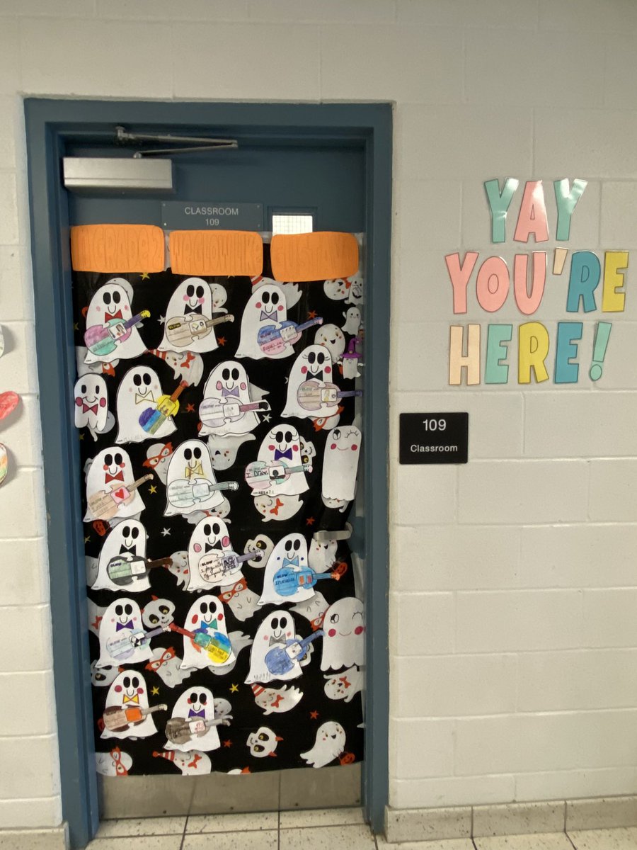 Today was door decorating day! First we surveyed the class on what kind of door to make &amp; then we graphed our results. After, listening to the story “Gustavo the Shy Ghost” he inspired our Halloween door! It was a great opportunity to make reflections about what makes us glow!