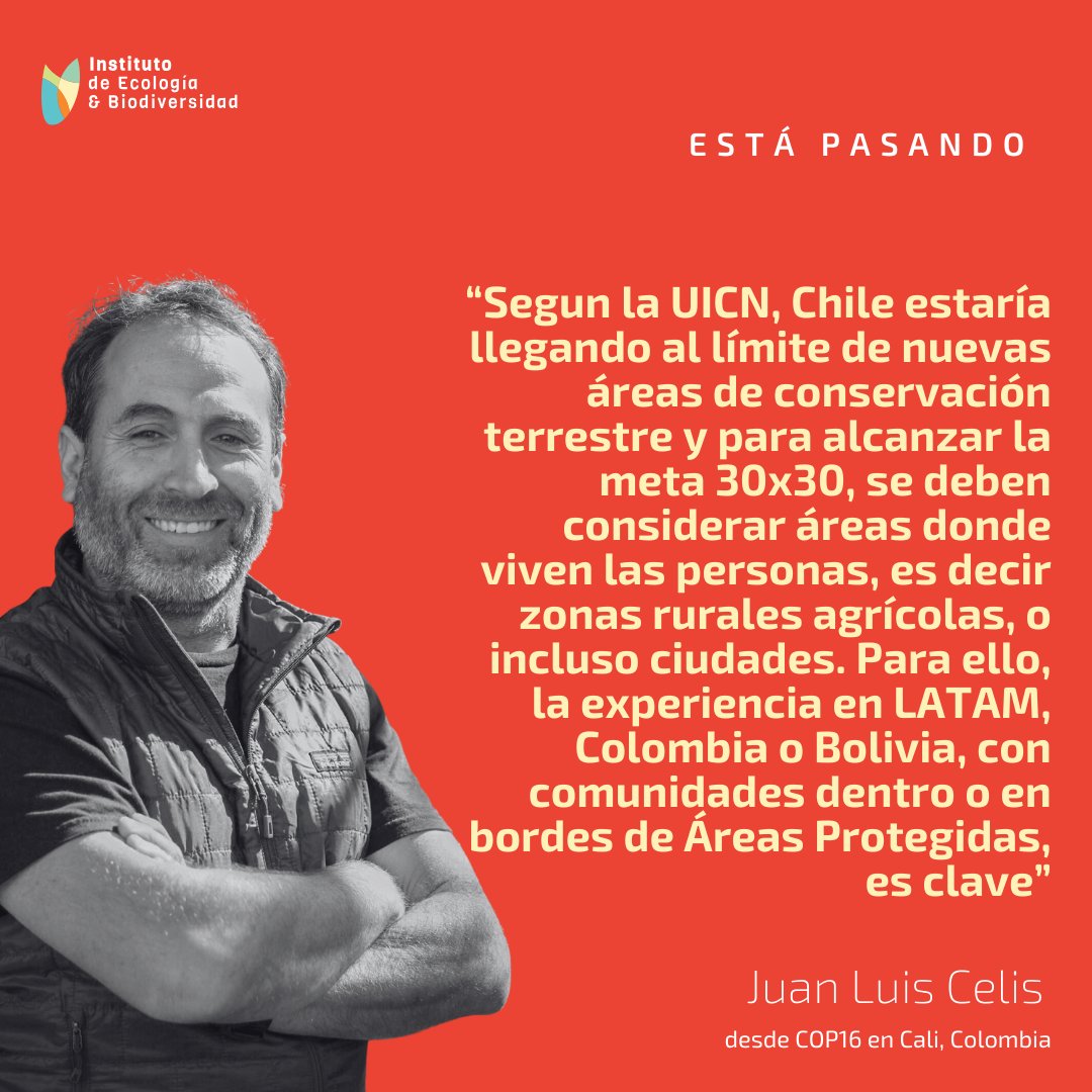 Instituto de Ecología y Biodiversidad - IEB (@iebchile) on Twitter photo 🌎🌿#COP16 | <a href="/juanluiscelis/">Juan Luis Celis Diez</a> investigador del #IEB, <a href="/PucvSostenible/">PUCV Sostenible</a> y <a href="/CentroCeres/">Centro Ceres</a>, entrega algunas claves para que Chile pueda alcanzar la meta #30x30 en #conservación. 🌎🌿#COP16 | <a href="/juanluiscelis/">Juan Luis Celis Diez</a> investigador del #IEB, <a href="/PucvSostenible/">PUCV Sostenible</a> y <a href="/CentroCeres/">Centro Ceres</a>, entrega algunas claves para que Chile pueda alcanzar la meta #30x30 en #conservación.