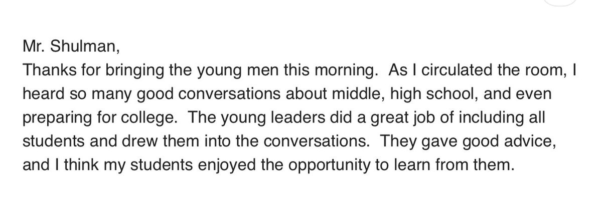 Men_Of_Excellence_SMW (@smw_moe) on Twitter photo Forgot to take photos but got this email from a teacher at <a href="/McAuliffe512/">Christa McAuliffe Elementary</a>
Great job by our young men for being incredible role models!
#ImpactPositiveChange
<a href="/SMWestOffice/">SM West Office</a> <a href="/QuickSMSD/">Brian Quick</a> <a href="/theSMSD/">SM School District</a> <a href="/theSMEF/">Shawnee Mission Education Foundation</a> Forgot to take photos but got this email from a teacher at <a href="/McAuliffe512/">Christa McAuliffe Elementary</a>
Great job by our young men for being incredible role models!
#ImpactPositiveChange
<a href="/SMWestOffice/">SM West Office</a> <a href="/QuickSMSD/">Brian Quick</a> <a href="/theSMSD/">SM School District</a> <a href="/theSMEF/">Shawnee Mission Education Foundation</a>