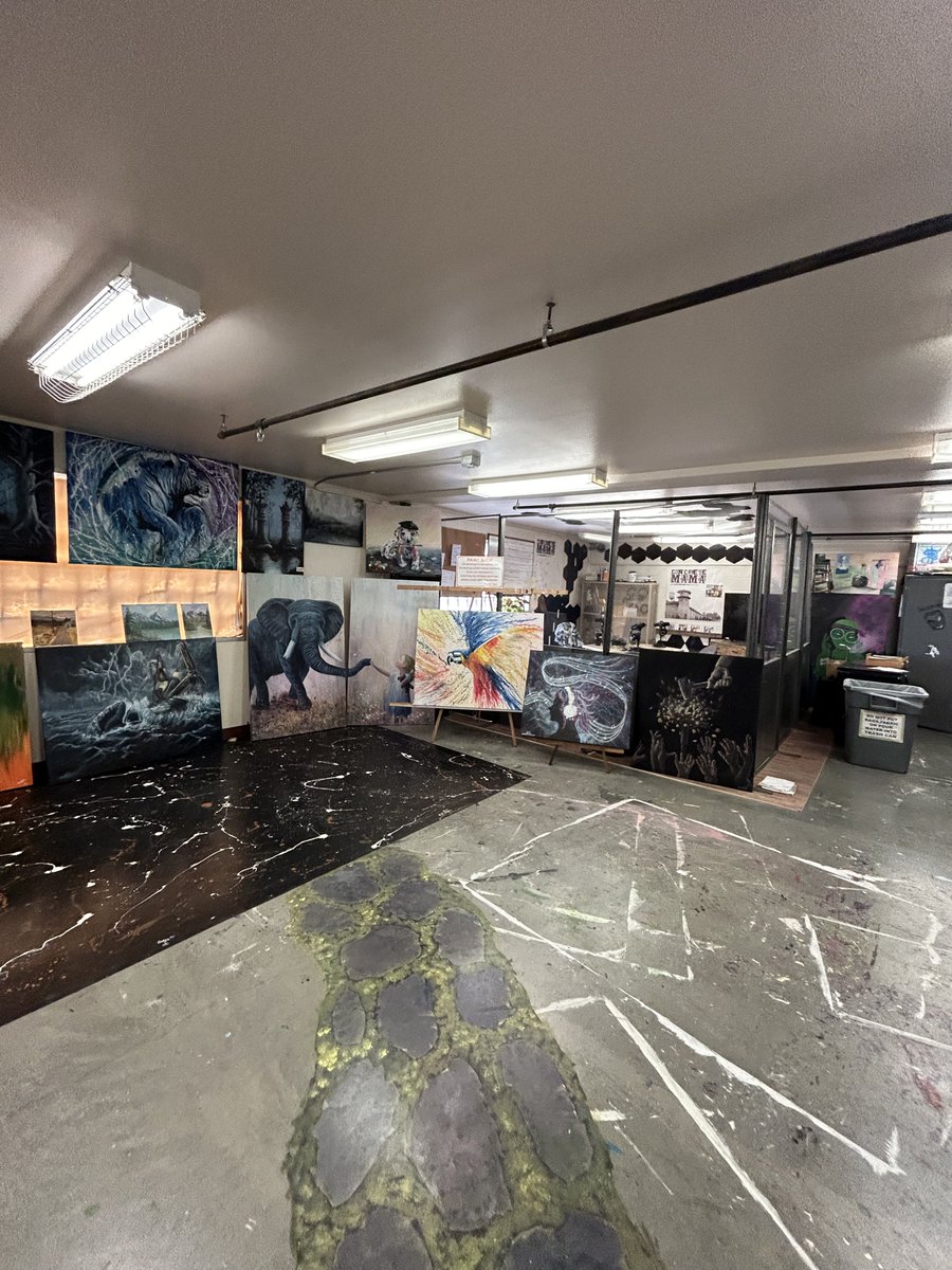 The paint shop at the WA State Penitentiary boasts several prolific artists. Pictured here is artwork from incarcerated individual Daniel. The art shop gives individuals an outlet to creatively express themselves. Some even donate their work to shows to support local charities!