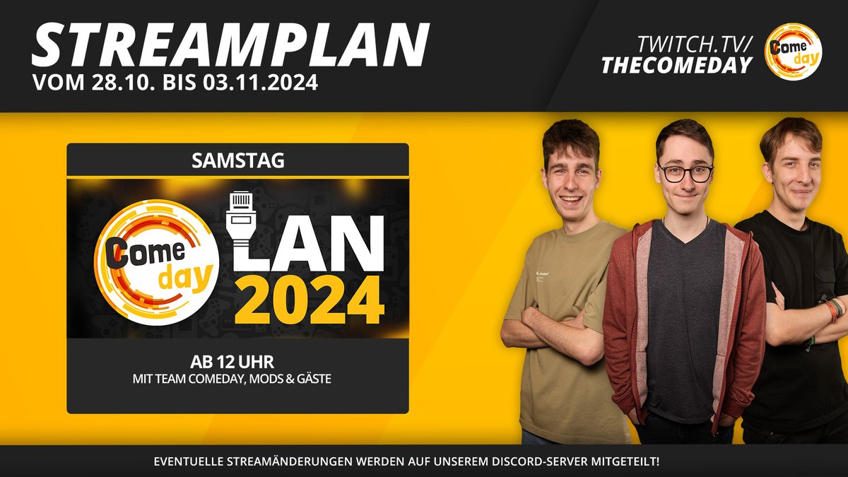 Diese Woche wird es zwar voraussichtlich nur einen Stream geben, dieser wird aber dafür von unserer eigenen LAN-Party sein 🎮🤩 Ihr dürft euch auf viele verschiedene Games und Aktivitäten vor Ort freuen 😂 Also nicht verpassen und einschalten!