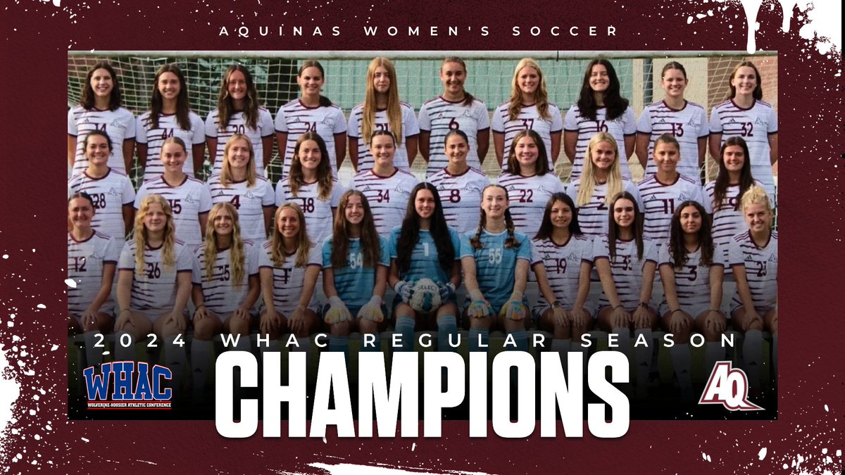 For the fifth-consecutive year, Aquinas Women's Soccer has claimed the WHAC regular season title! The Saints earn an autobid to nationals and the #1 seed in next week's WHAC Tournament.