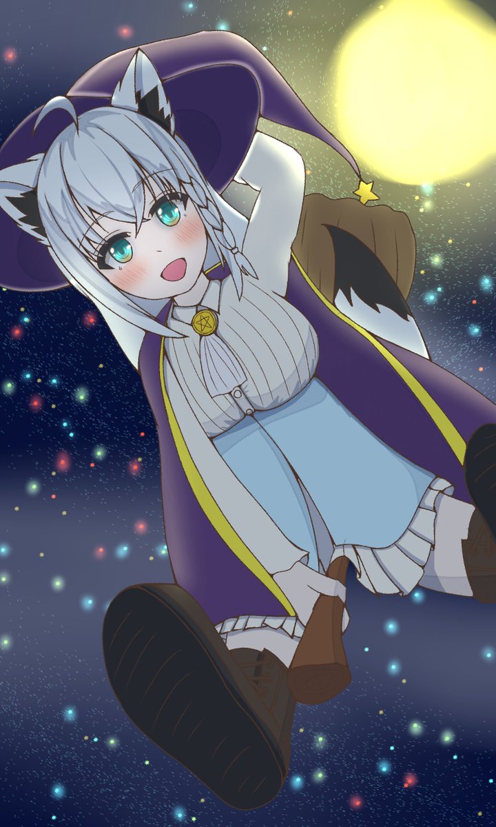 MoroHakuto's tweet photo. 今年も白上の魔法使いコスプレ 
#絵フブキ #Halloween https://t.co/MqP29FQp1Q