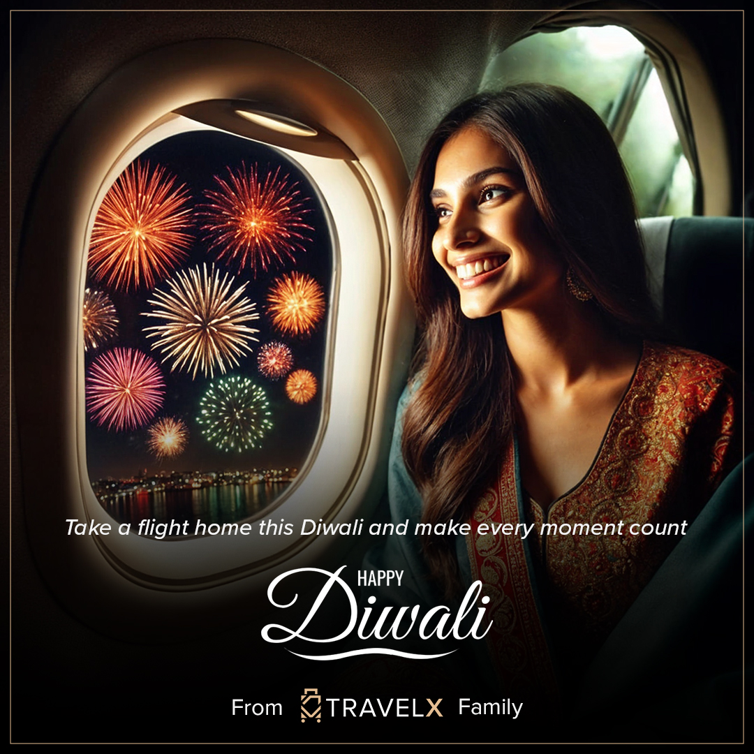 ✈️ Take a flight home this Diwali and make every moment count! Because there is no place like home for the brightest festival of the year. Happy Diwali everyone🪔✨
.
.
#diwali #happydiwali #festivaloflights #festivevibes💫 #travel #diwalihomecoming #celebratewithfamily #TravelX