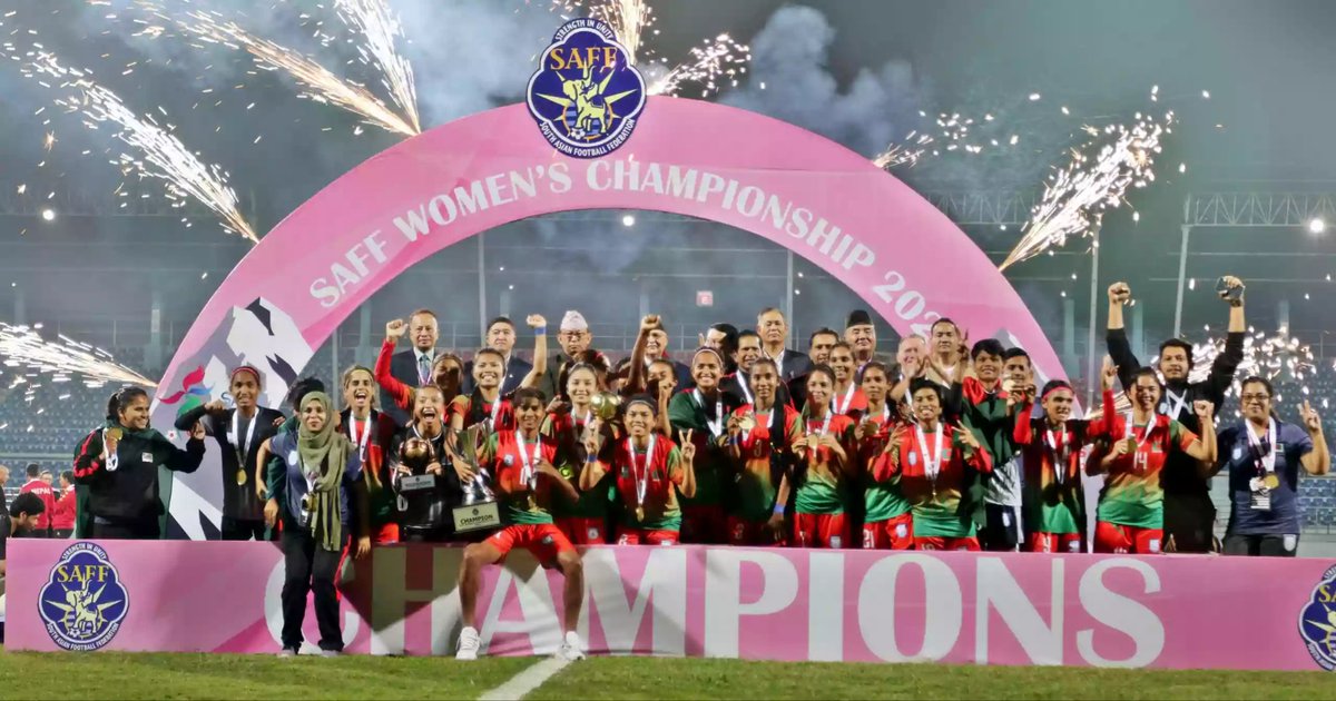 trahmanbnp's tweet photo. I congratulate the Bangladesh Women’s Football Team for retaining the SAFF Women’s Championship title with a thrilling victory over Nepal in the final.

This achievement marks a historic moment for women’s empowerment and reflects our vision of a progressive Bangladesh, thriving in equality and sportsmanship.

We hope to see this success multiplied in other sporting endeavours by both Bangladesh's men's and women's teams on the international stage.