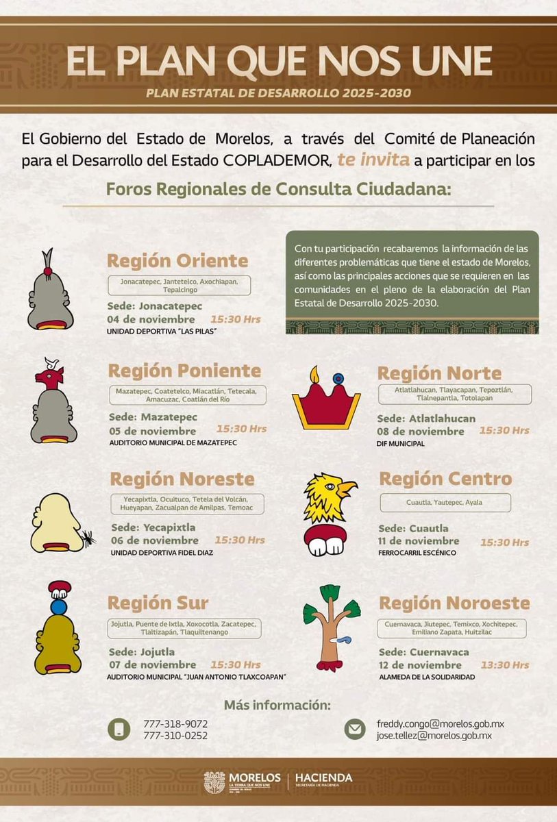 ¡Participa en los Foros Regionales de Consulta Ciudadana! ✍️

La gobernadora <a href="/margarita_gs/">Margarita González Saravia</a>  quiere escuchar tu voz y tus propuestas para integrar el Plan Estatal de Desarrollo 2025-2030.

Consulta en la imagen las sedes y horarios ⬇️
#ElPlanQueNosUne🤝