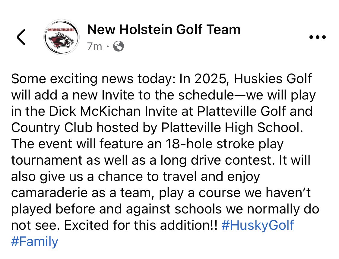 Excited for this new addition to the schedule! Now to figure out who our best candidate is for the long drive contest…#HuskyGolf
