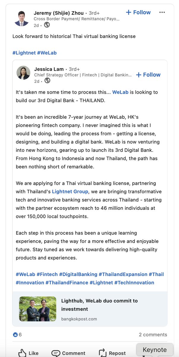 lukeTDD's tweet image. HAHAAHA LOOK HERE #VELO 

Jeremy Zhou (Lightnet Commercial Director) did me a favor by viewing my profile and notifying me -

His reply to a post about the Thai Virtual Bank license 

&quot;Look forward to historical Thai virtual banking license&quot;

HISTORICAL GUYS! THIS IS BIG.. 

Is…