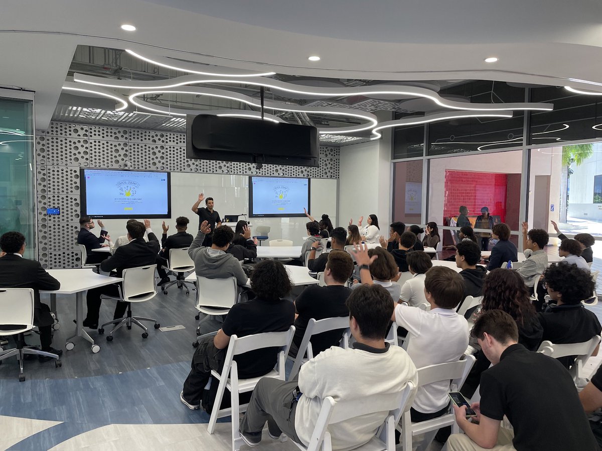 MichaelSakowicz's tweet photo. An incredible experience for @CTEMiami @MDCPS @MDCPSNorth students all around last Friday at the @MDCollege #Wolfson Hackathon! Students saw Finance, AI, Marketing and many other aspects of cybersecurity in action! We also saw robot doggies! @IprepNorth had an amazing day! https://t.co/sSpPUW0kXc