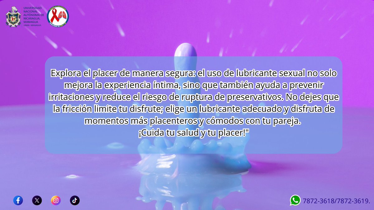 💥Disfruta más y cuida tu placer: ¡usa lubricante!
#paratodos #placer2024 #SaludPública #prevencion