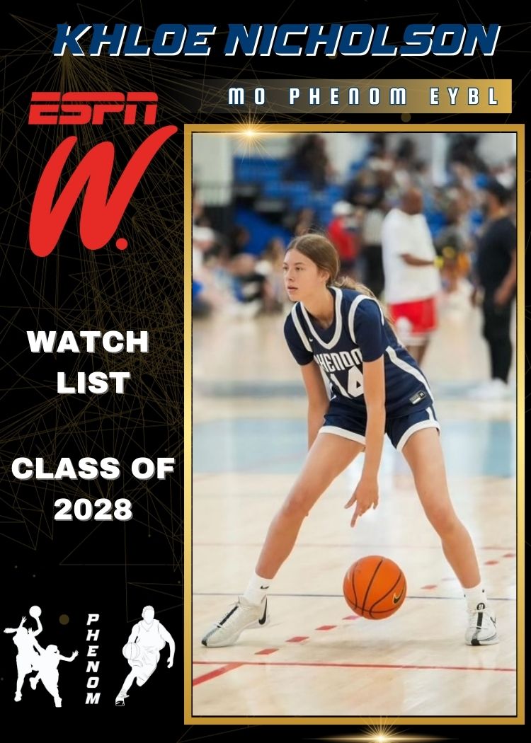 🌟 A big congratulations to our MO Phenom standouts, Jordyn Haywood and Khloe Nicholson, for earning a spot on the 2028 HoopGurlz Recruiting Rankings - espnW Watch List!  <a href="/NikeGirlsEYBL/">Nike Girls EYBL</a> <a href="/phenomboys/">Missouri Phenom Basketball</a>