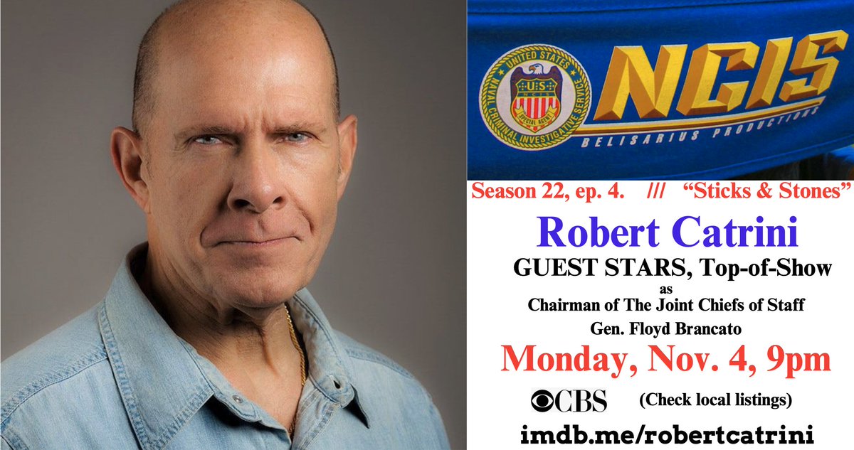 robertcatrini's tweet photo. #wednesday Career-promo: Monday night 10/4/24. #CBS @RealNCIS @paramountco THANKS to #castingdirector (&amp;friend of 28 yrs) @JasonKennedy, @StevenBinder, Director @JamesWhitmoreJr &amp; my AMAZING AGENT @adamlieblein @ErisTalent @amylord @dongranger @ https://t.co/U3IVjh585H