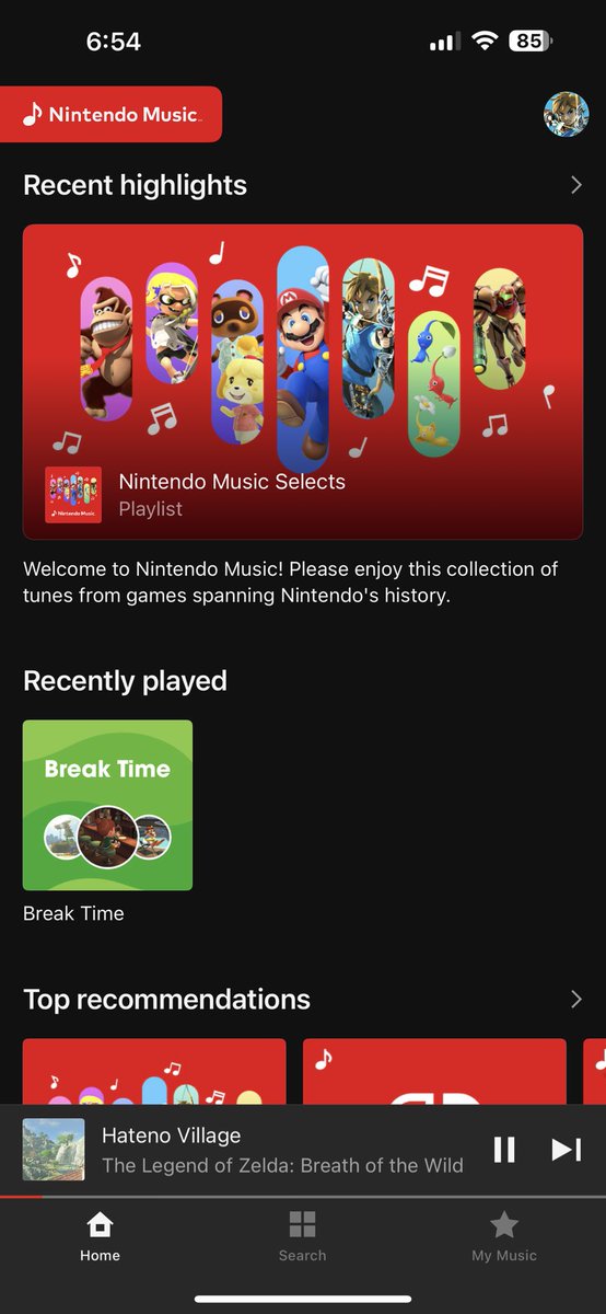 KeithPierce's tweet photo. Nintendo music app absolutely slaps. No SM64 at launch is criminal tho https://t.co/O7wpmydHF8
