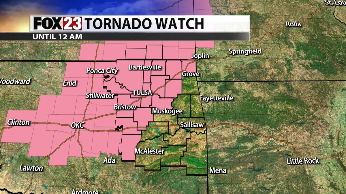 GroganontheGO's tweet image. Tulsa and much of Green Country is now in a Tornado Watch until midnight.   Have a way to receive warnings! 🌪️🌬️ #okwx