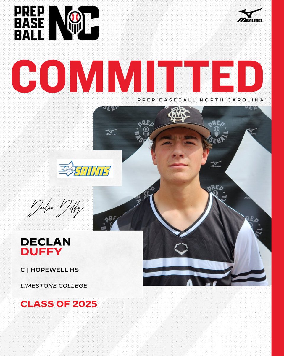 Prep Baseball North Carolina (@prepbaseballnc) on Twitter photo #NCCommits
Congrats to 2025 C, Declan Duffy (Hopewell HS/Charlotte Baseball Academy), on his commitment to Limestone College.
Full Profile - loom.ly/8GoZ_9Y
<a href="/Charlottebsb/">Charlotte Baseball</a> | #BeSeen #NCCommits
Congrats to 2025 C, Declan Duffy (Hopewell HS/Charlotte Baseball Academy), on his commitment to Limestone College.
Full Profile - loom.ly/8GoZ_9Y
<a href="/Charlottebsb/">Charlotte Baseball</a> | #BeSeen