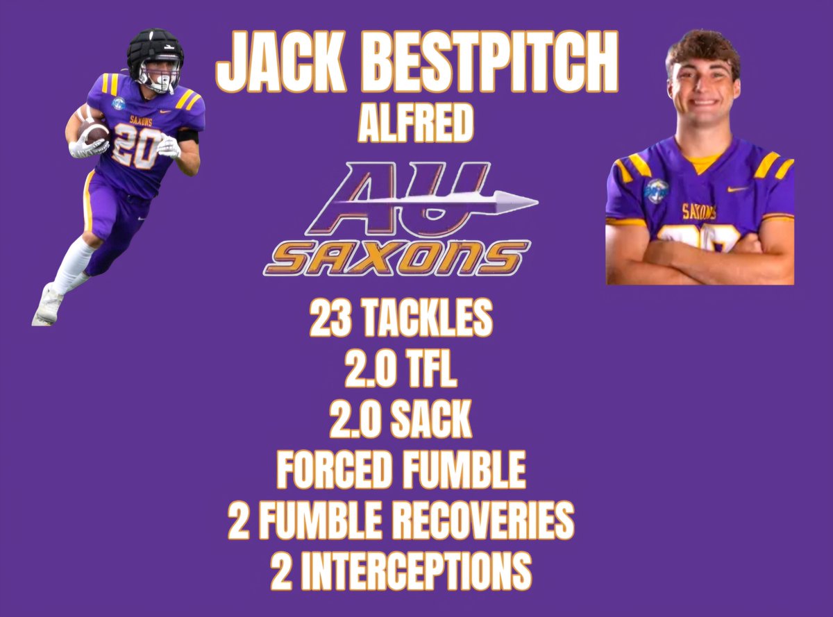 DID YOU KNOW?!?  Through week nine, St. Mary's alum <a href="/BestpitchJack/">Jack Bestpitch</a> is the only WNY Collegiate player to register a stat in every major defensive category this season 🏈 vipsanius.com/wny-collegiate