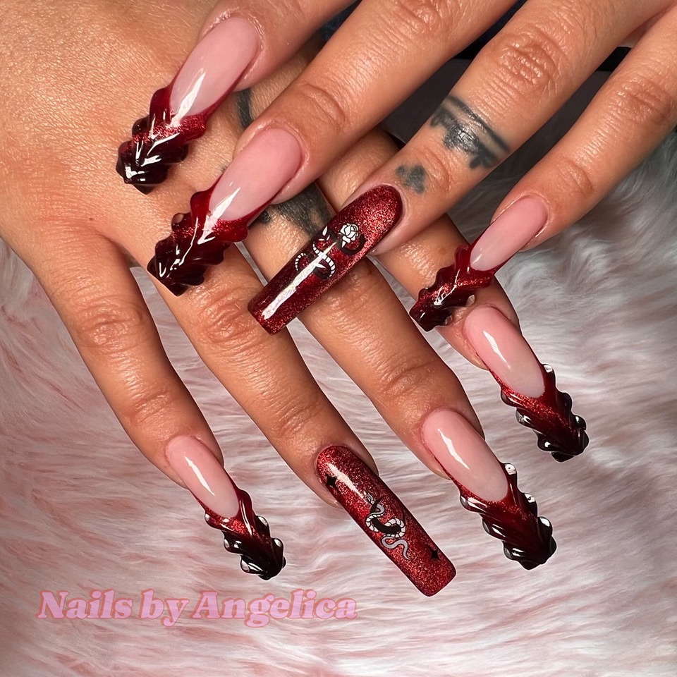 Channel your inner vampire with these bloody good nails by @an_gellynails. 🧛‍♀️💅 #fangtastic