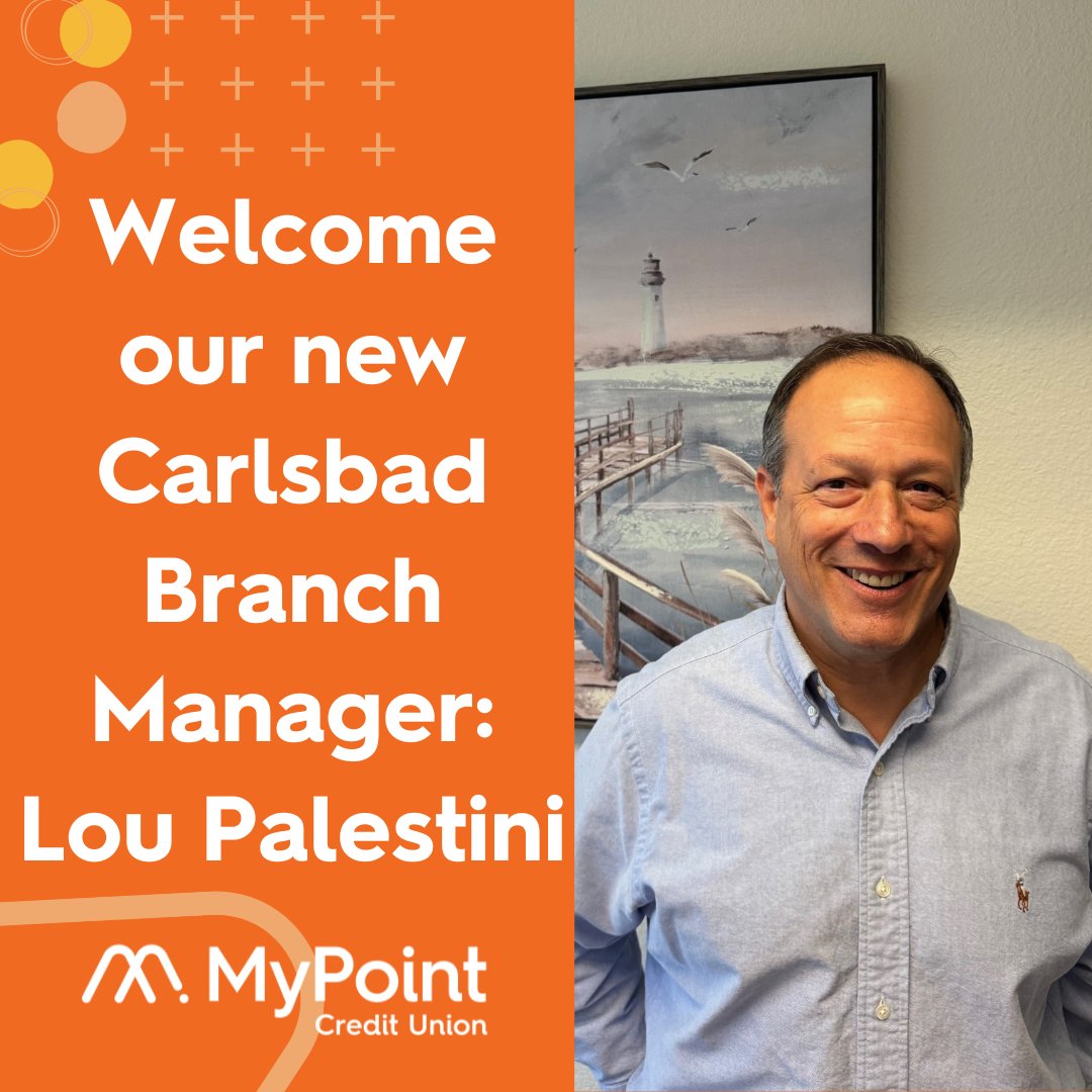 MyPointCU's tweet image. Say ‘Hello’ to Lou Palestini, our new Branch Manager for our Carlsbad location!  Lou is a dedicated banking professional who brings over 30 years of experience in the financial industry.  Please join us in giving Lou a warm welcome to our MyPoint team!
#MyPointCU #WeHelpYouDO