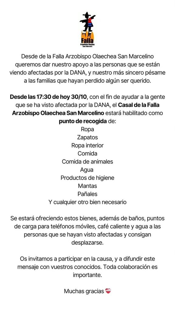 En Valencia necesitamos ayuda, difundid, por favor