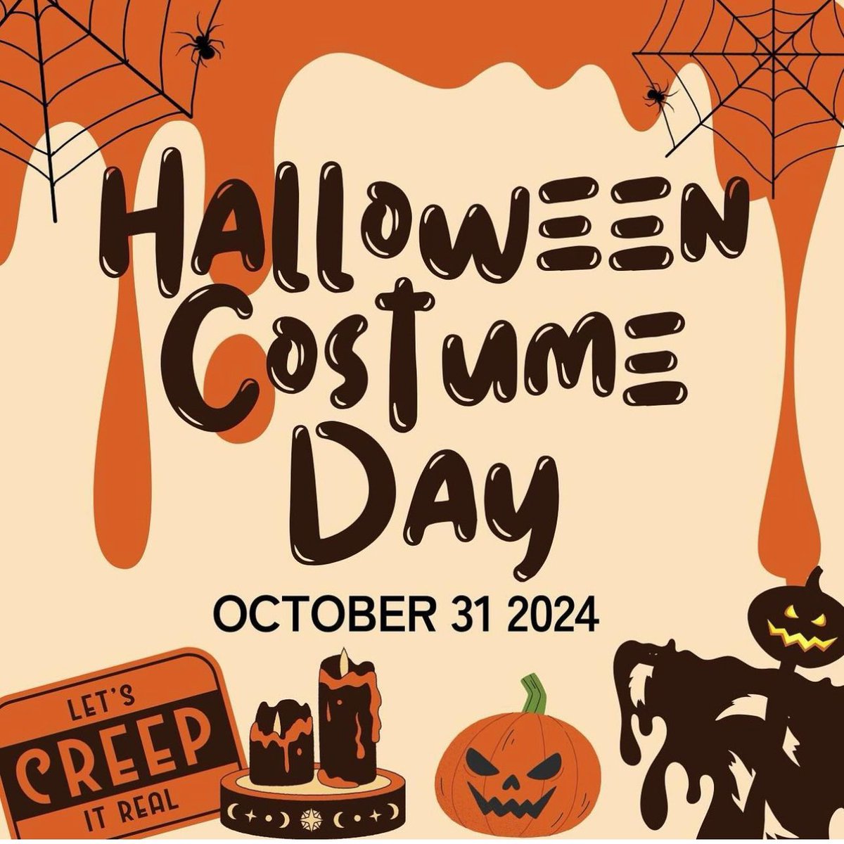 Get ready to bring your Halloween spirit to school this Thursday, October 31st! Dress up in your favorite costumes (within school guidelines below) and let’s have some spooky fun! We can’t wait to see your creative and school-friendly costumes! 🦇🕸️ #SPIRITDAY #happyhalloween